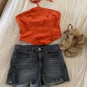 Nordstrom AMYLYNN Faux Suede Boho Halter Top Burnt Orange Size Medium Festival
